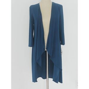 R & M Richards Draped Open Front Green Cardigan Size 10